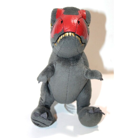 Jurassic World Mini Dinosaur Plush T Rex 7 Inch Stuffed Animal Gray Red Kids Toy - Picture 2 of 7